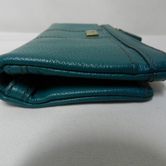 Fossil Ella Leather teal blue clutch Wallet Organizer credit cards i.d. zip pkt - Picture 9 of 11